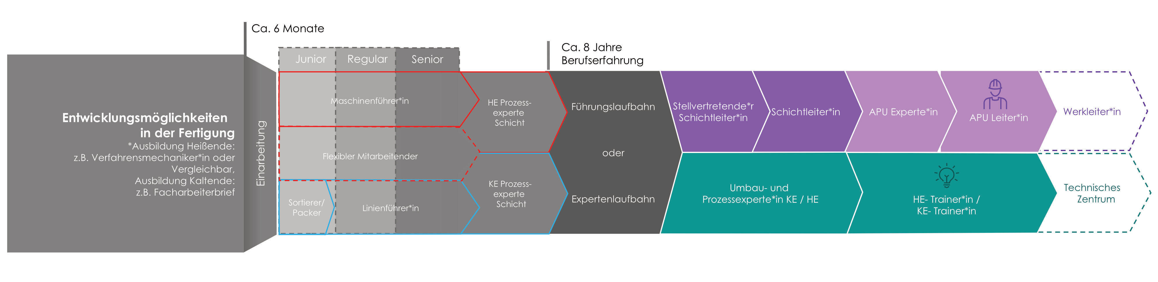 Karriereweg der Verallia Deutschland AG Grafik des Karriereweges bei Verallia Deutschland